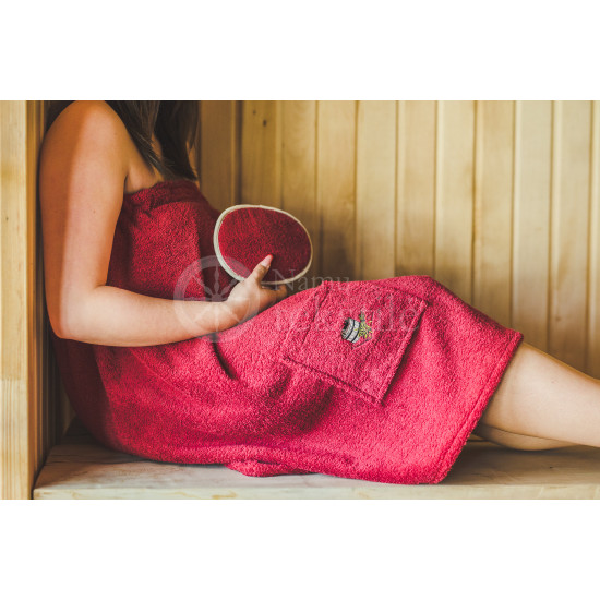 Cotton women's sauna apron ,,Burgundy"